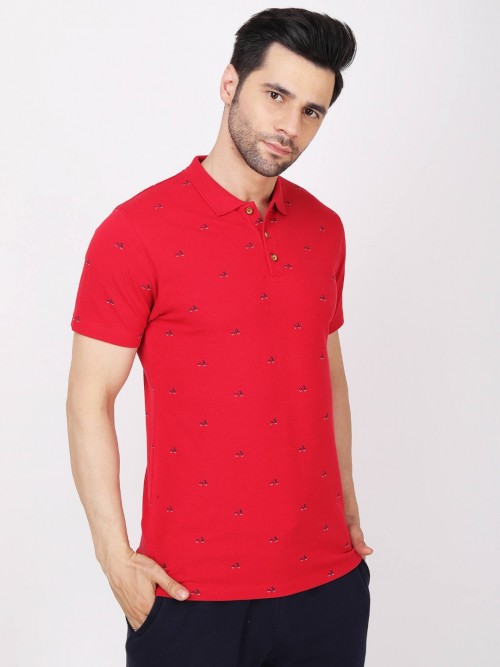 Men Cycle Printed Polo Tshirt