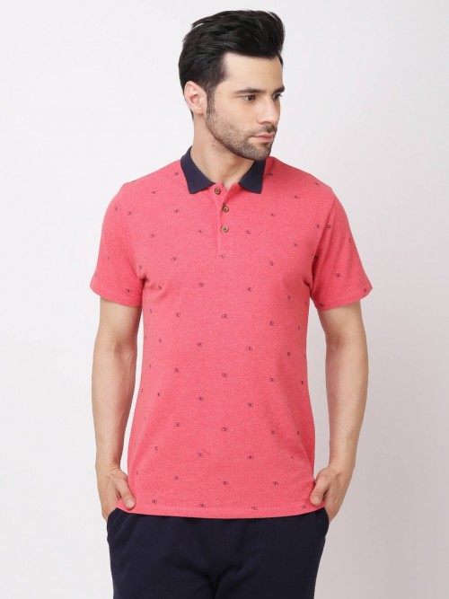 Men Printed Polo Half Sleeve T-Shirt