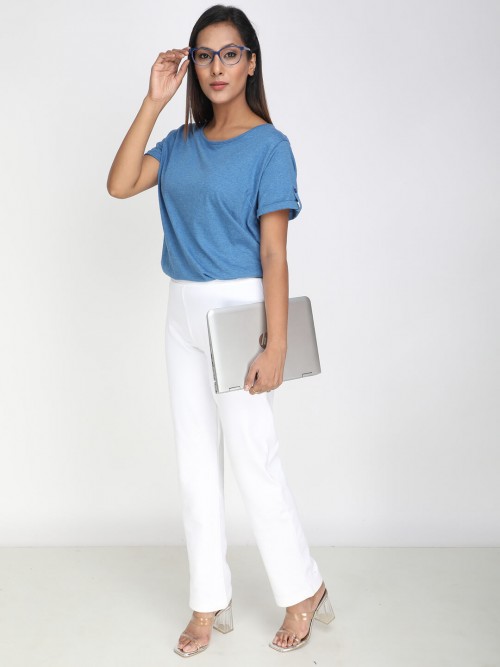 Women Loop Button Top In JeansBlue