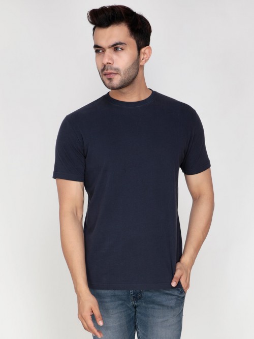 Men Round Neck Half Sleeve T-Shirt In Navy