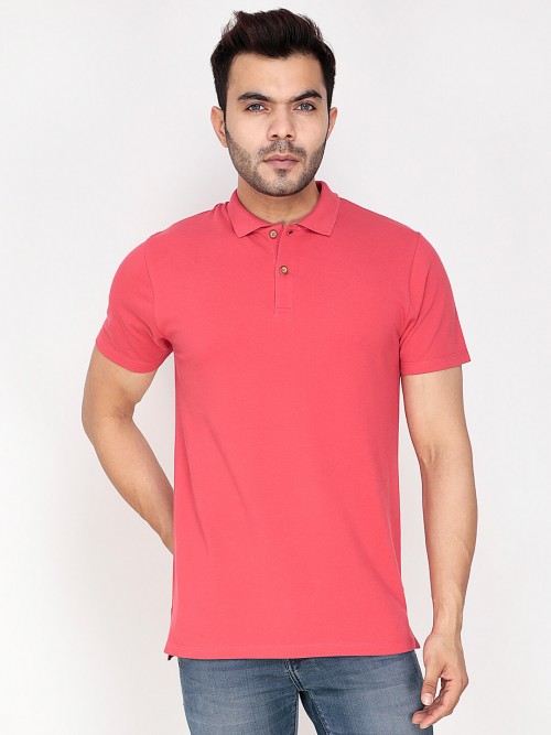 Men Polo Half Sleeve T-Shirt In Pink