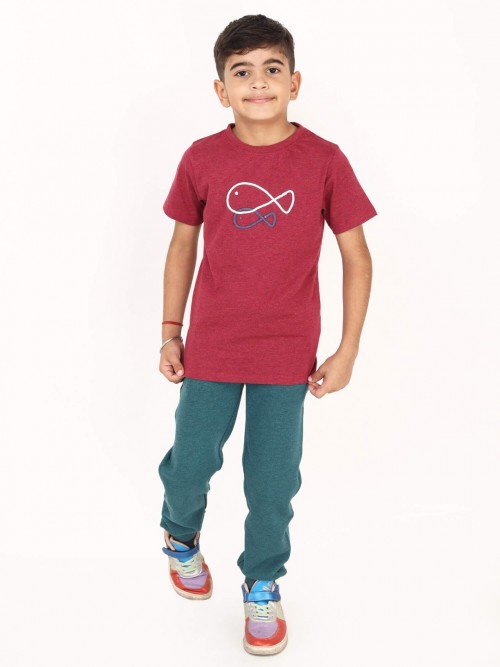 Boy Fish Printed Round Neck Tshirt