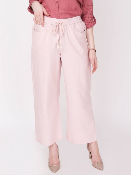 Women Linen Trouser In LightPink