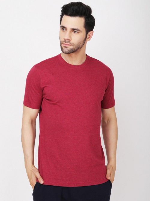 Men Round Neck Tshirt  In  Maroon