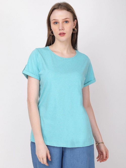 Women Green Round Neck Tshirts