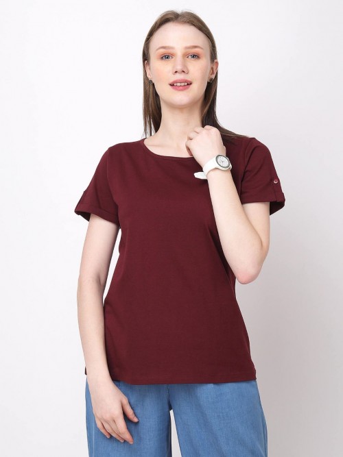 Women Round Neck Tshirt In Coffee